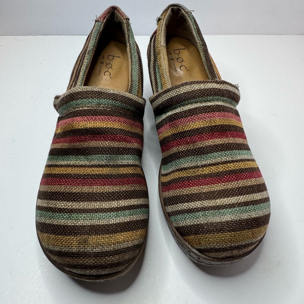 b.o.c. Multicolor Striped Canvas Slip-On Flats Women's Size 7.5M